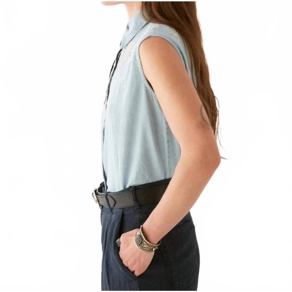 NEW MAISON HOTEL dallas blouse in mustang blue - Picture 2 of 3